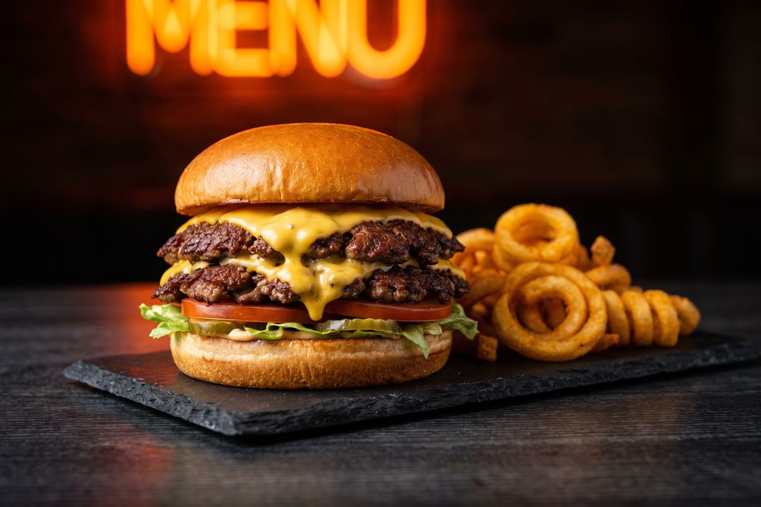 Smash burger with fries
