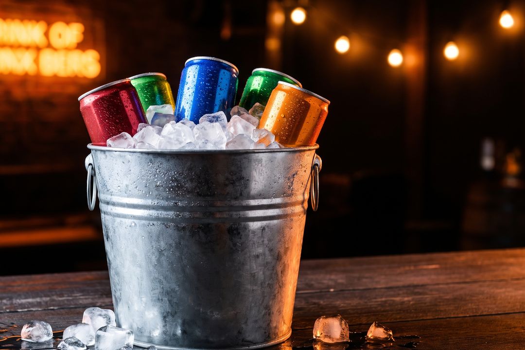 Canned cocktails on ice