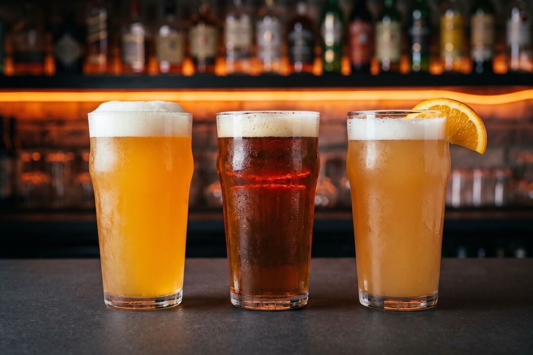 Craft beers on the bar